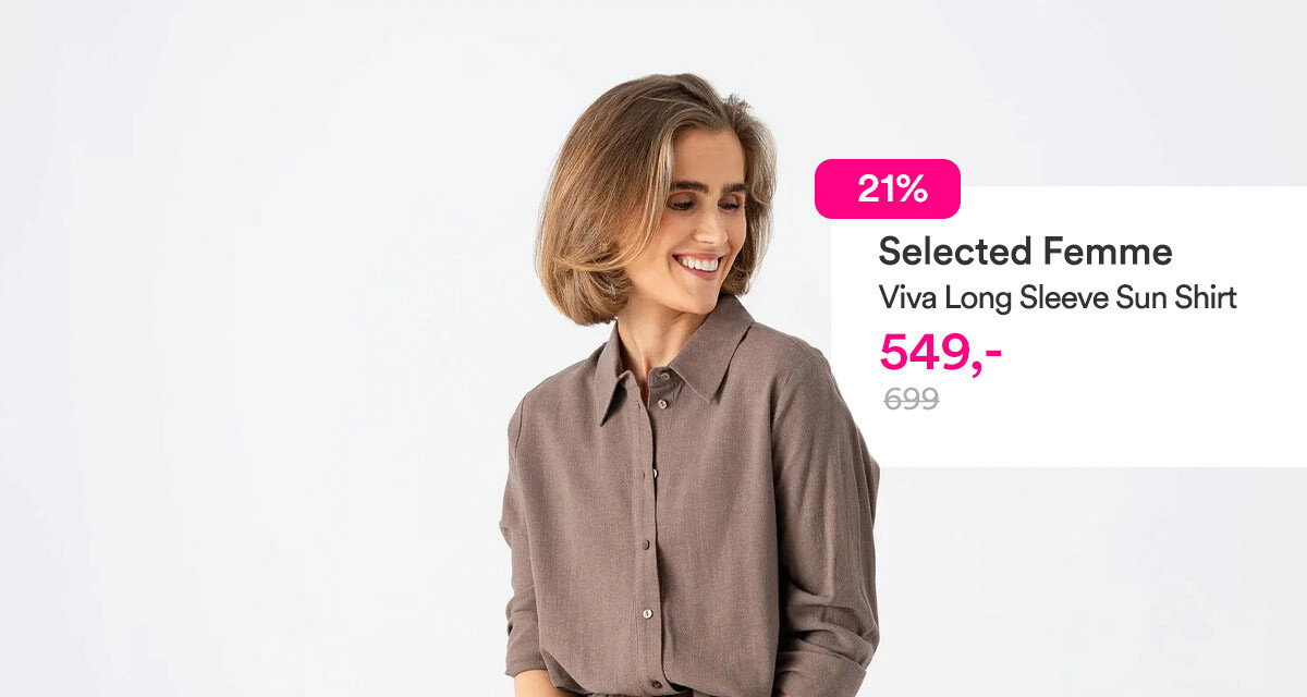 Modellen er 164 cm høy og bruker str. 36 Selected Femme Viva Long Sleeve Sun Shirt