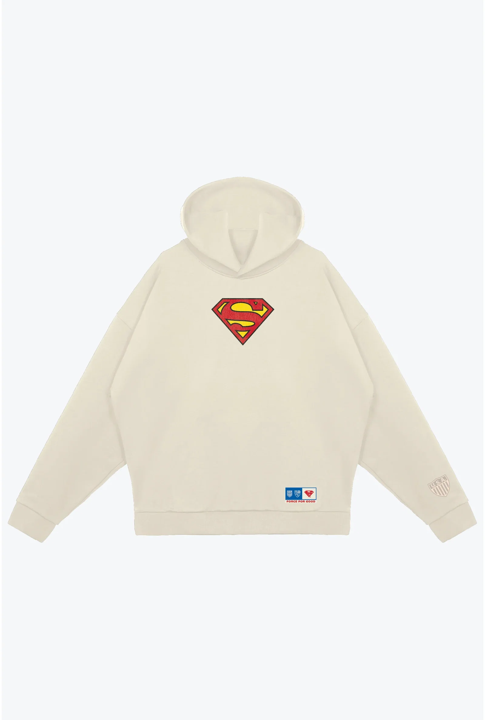 Image of US Soccer x DC Comics Superman Force For Good Heavyweight Hoodie - Ivory