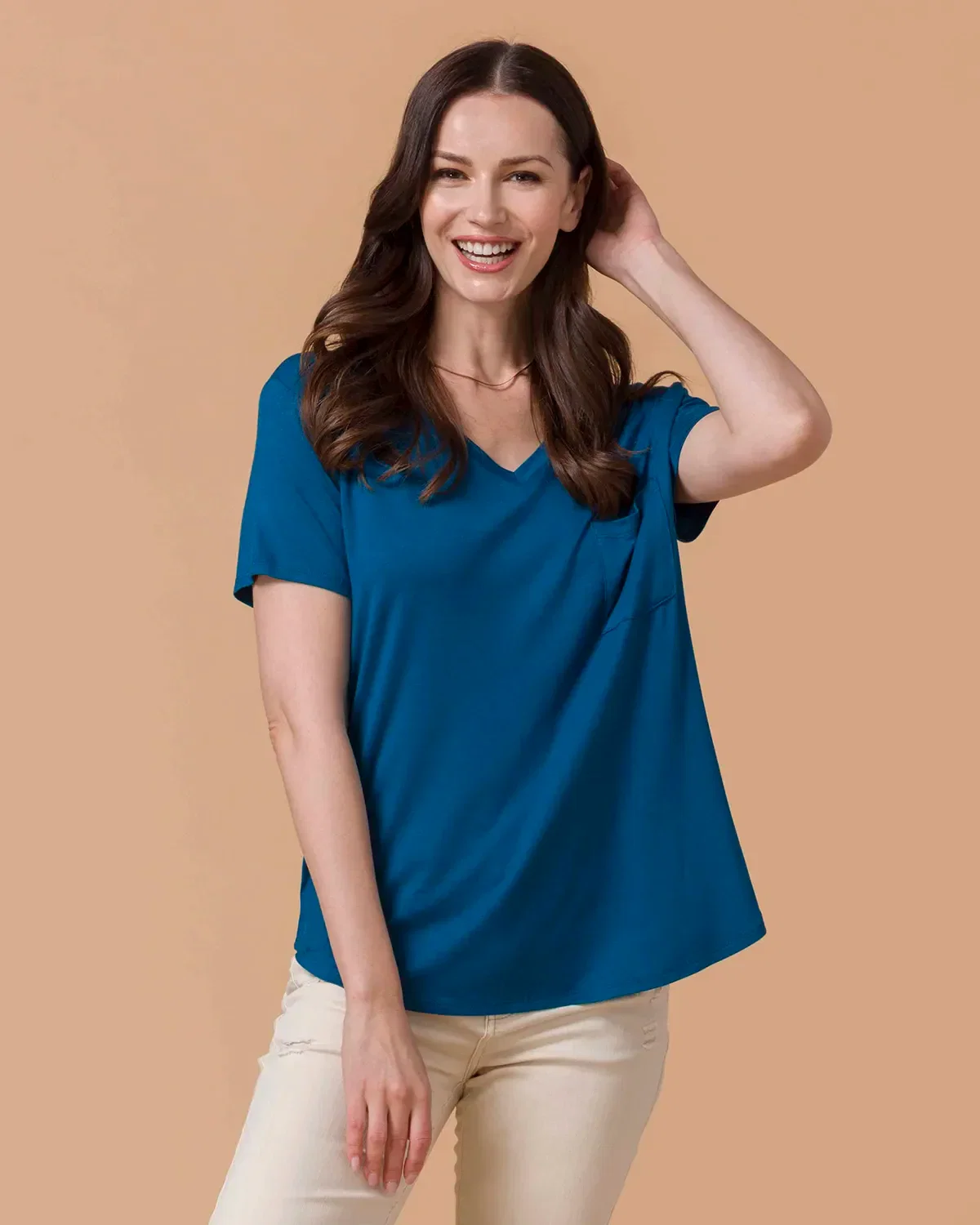 Image of Perfect V-Neck Pocket Tee - Teal