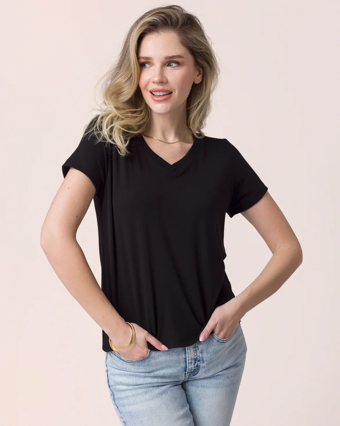 Image of Best Fit V-Neck Tee in Black