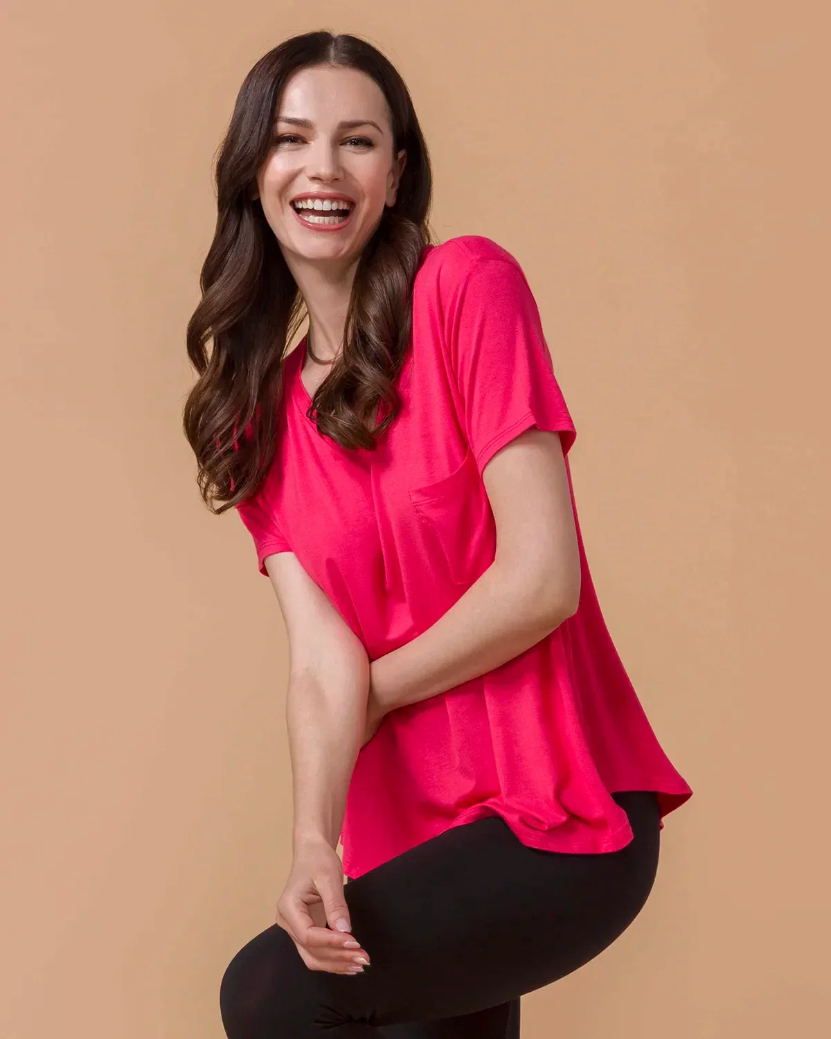 Image of Perfect V-Neck Pocket Tee - Canyon Red