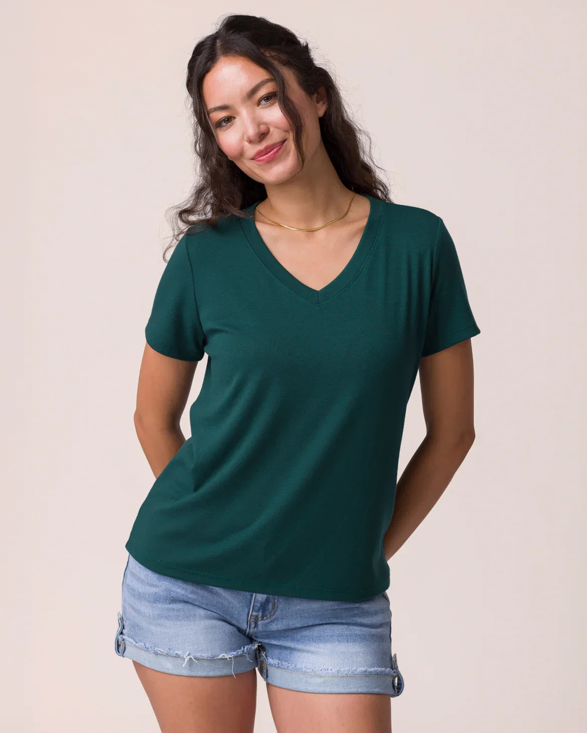 Image of Best Fit V-Neck Tee in Emerald Green