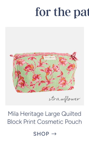 Mila Heritage Large Quilted Block Print Cosmetic Pouch