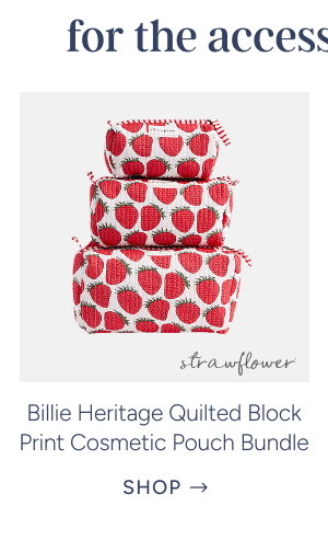 Billie Heritage Quilted Block Print Cosmetic Pouch Bundle (Set of 3)