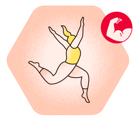 Illustration einer springenden Person – Symbol für Fitness und Bewegung.