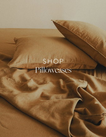 Detail of a light brown pillowcase set
