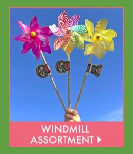 Rainbow, Pink, Yellow Windmill assortment
