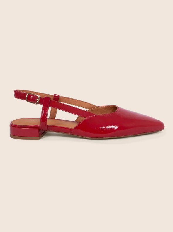 Ballerines slingback cuir vernis rouge