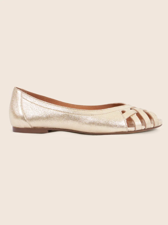 Ballerines brides cuir métallisé doré