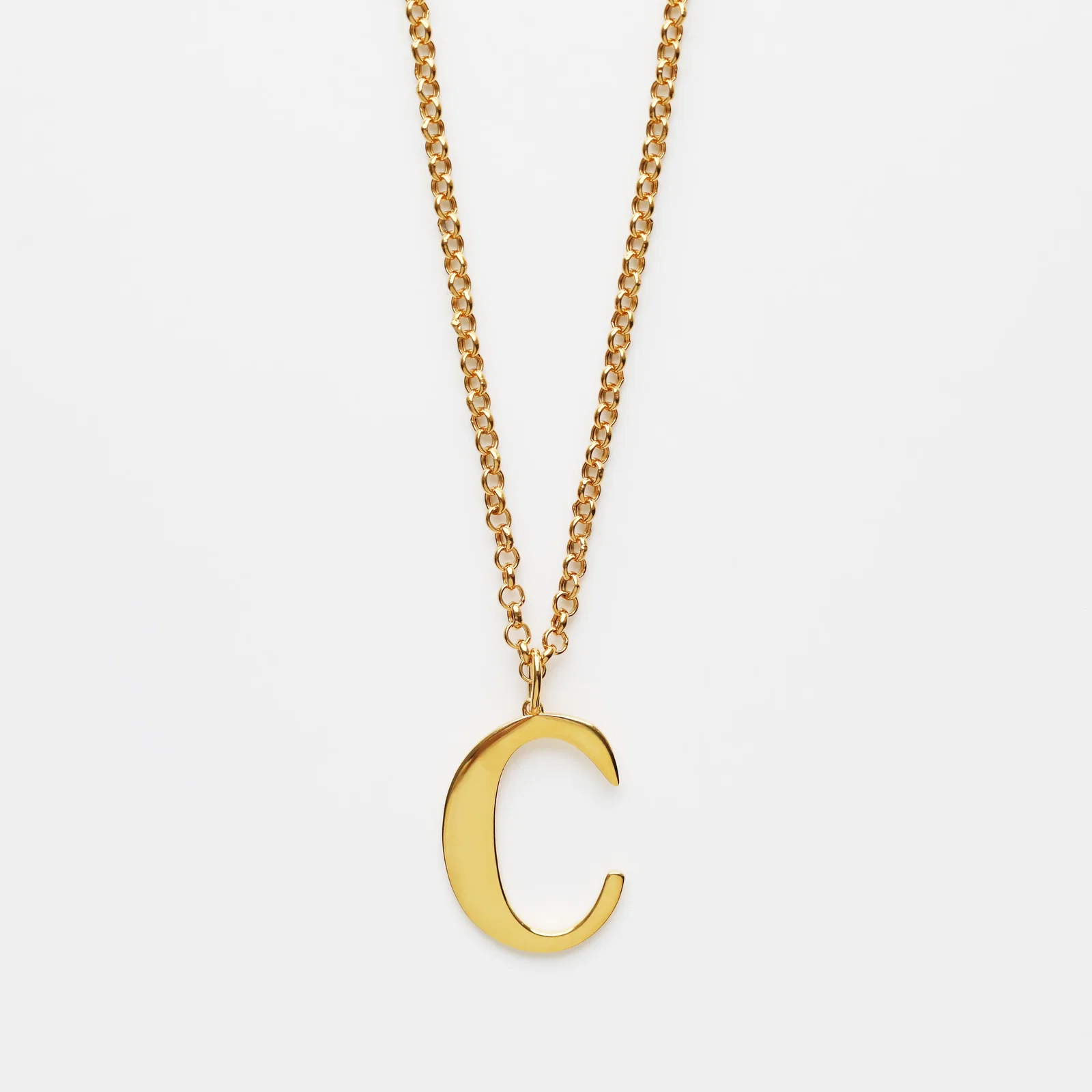 Image of Rolo Chain with Vintage Statement Initial Pendant 