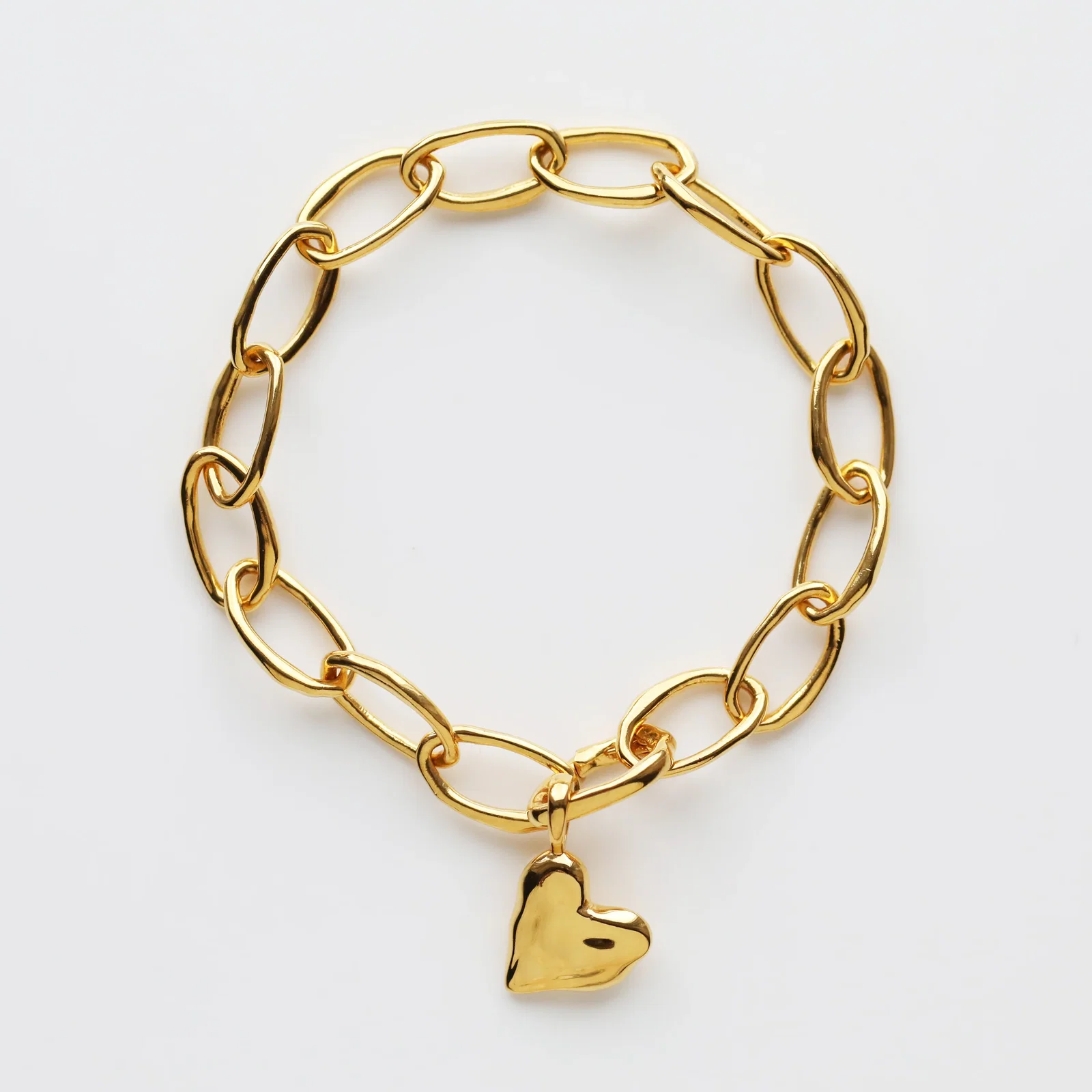 Image of Molten Link Chain Bracelet with Heartbeat Pendant