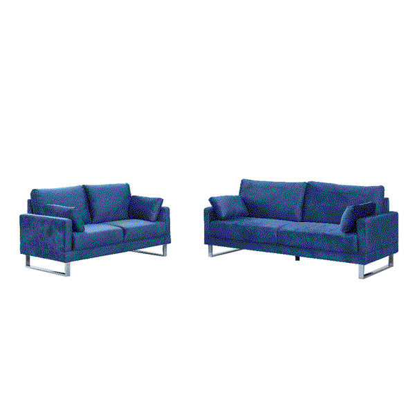 2tlg. Sofa-Set in Lederoptik - Royalblau