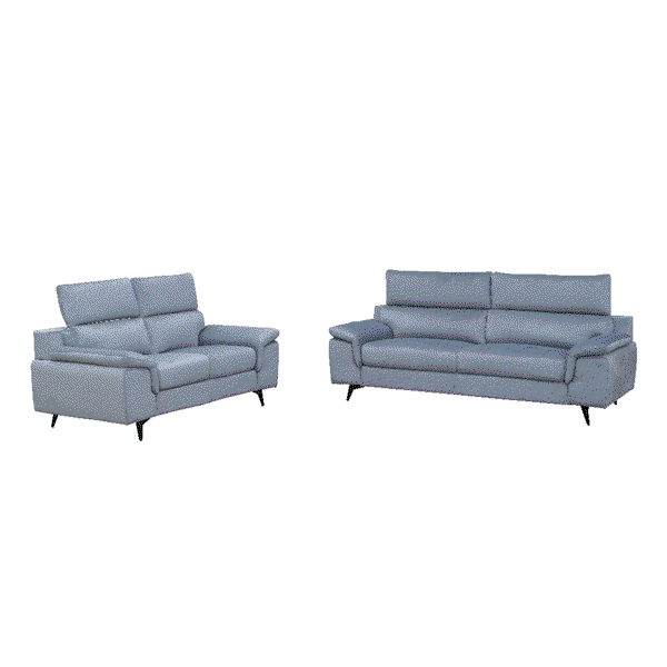 Sofaset 2tlg. Couchgarnitur 3-2-Sitzer - ca. 205 x 86 x 75/93 cm - Samtstoff in Grau