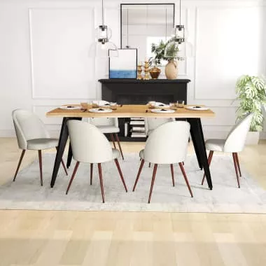 Light Wood Table with Haven Beige Chairs