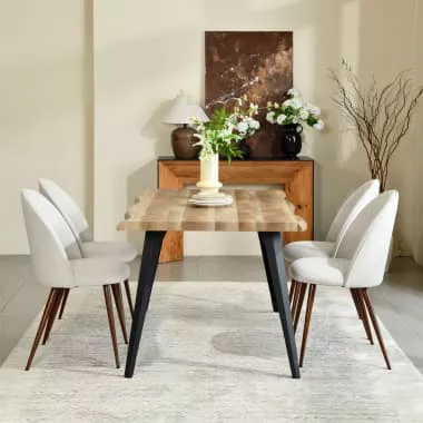 Dark Wood Table with Haven Beige Chairs