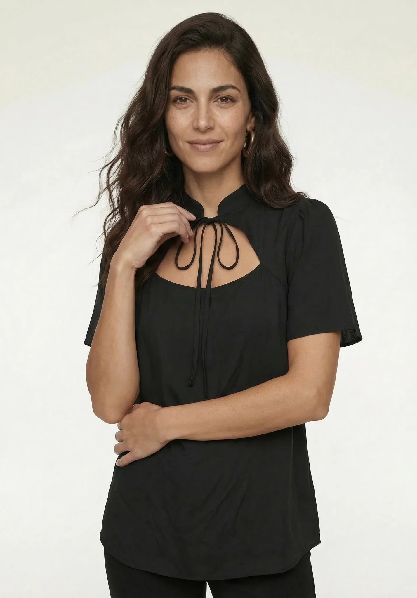 Image of PREORDER Camille Flutter Sleeve Top In Black