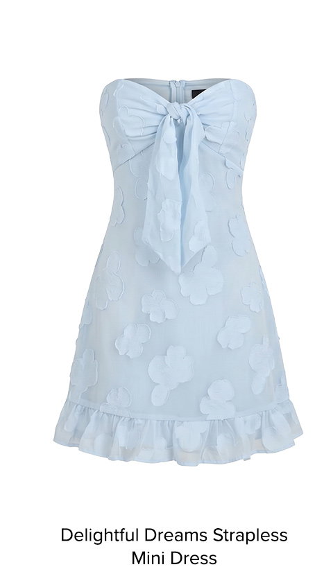 Delightful Dreams Strapless Mini Dress Blue