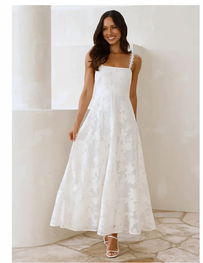 Soft Blossom Maxi Dress Cream