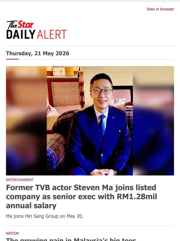 Former TVB actor Steven Ma joins listed company as senior exec with RM1.28mil annual salary