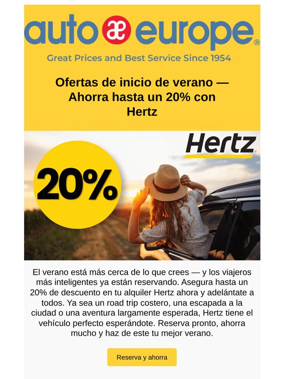 Todavía disponible — Tu oferta exclusiva Hertz, hasta un 20% de descuento