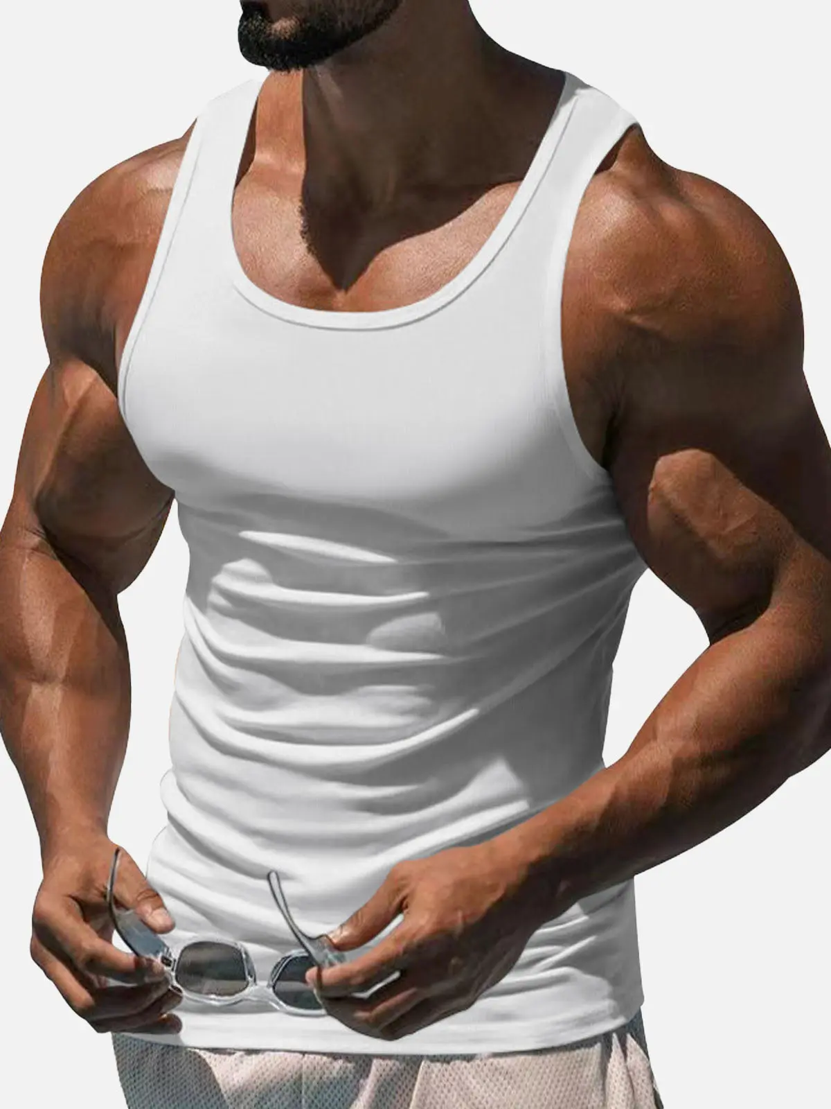 Image of Men's Solid Color Slim Fit Tank Top