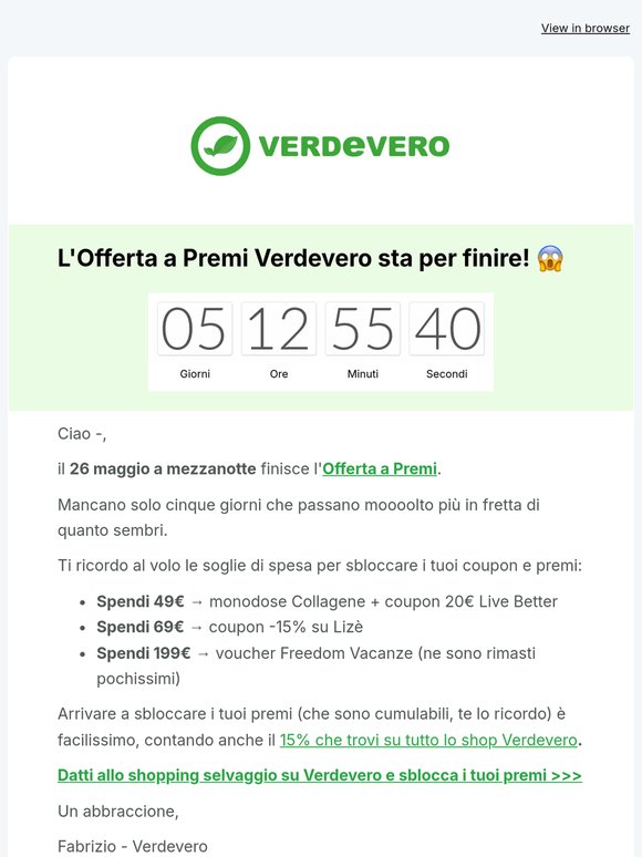 Mancano 6 giorni. Poi sparisce tutto.