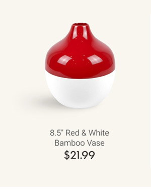8.5" Red & White Bamboo Vase