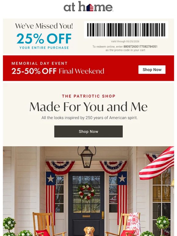 Honoring 250 years with Memorial Day Deals ❤️🤍💙