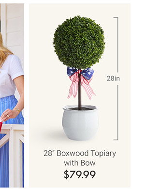 28" Boxwood Topiary with Bow