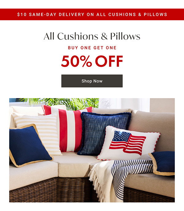 Buy One, Get One 50% Off All Cushions & Pillows | Shop Now >