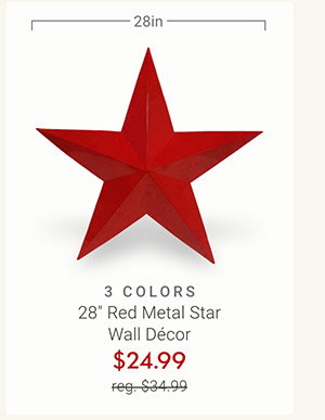 28" Red Metal Star Wall Décor
