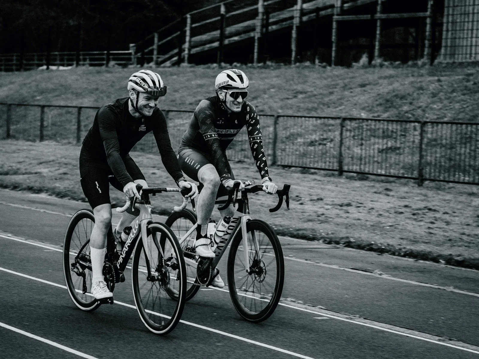 Cyclists riding on the track