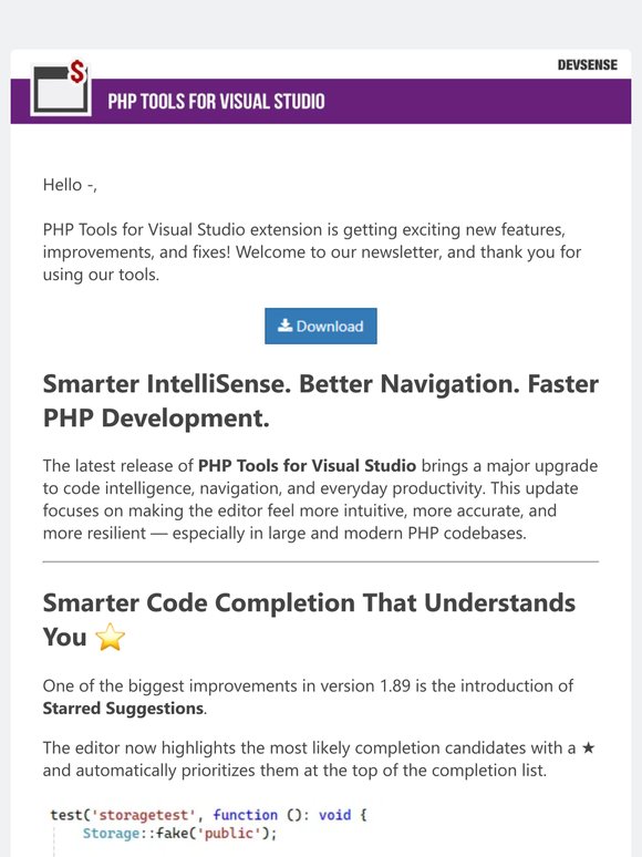 Smart IntelliSense in PHP Tools for Visual Studio (May 2026)