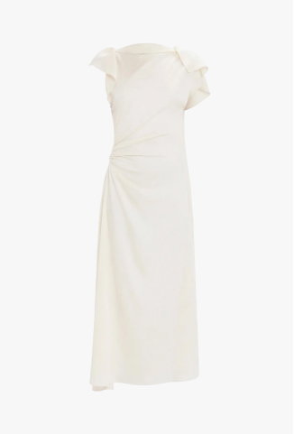 Drape Midi Dress In Ivory