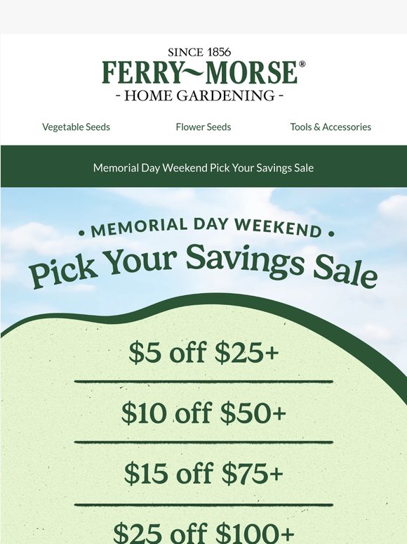 Pick Your Savings This Memorial Day 💚