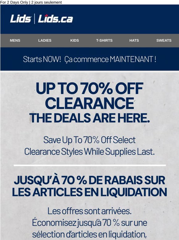 Up To 70% Off Deals | Jusqu’à 70 % de rabais sur les aubaines