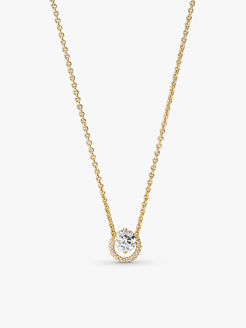 Sparkling Round Halo Pendant Collier Necklace