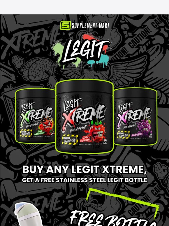 Free stainless steel shaker with any Legit Xtreme! 😮‍💨