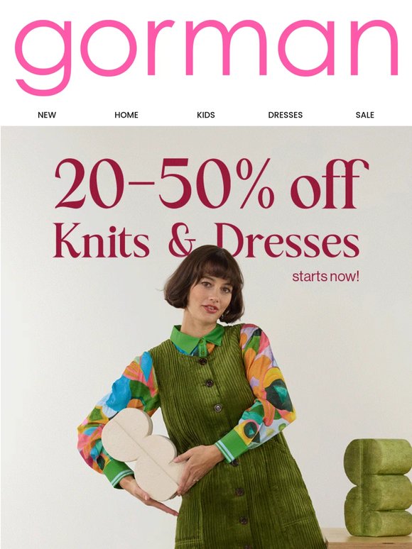 20-50% of ALL Dresses & Knitwear. x