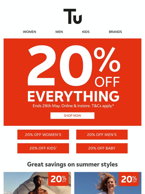 🌞 20% off everything now on