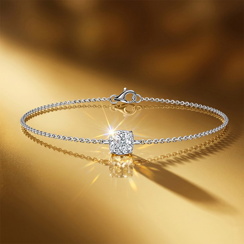 Italo Single Stone Cushion Cut Chain Bracelet For Women