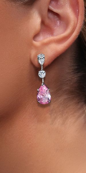 Italo Pink Sapphire Earrings Pear Shaped Drop Earrings For Women