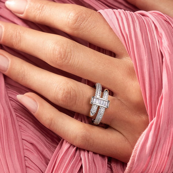 Italo Micro Pave Round & Baguette Cut Unique Engagement Rings
