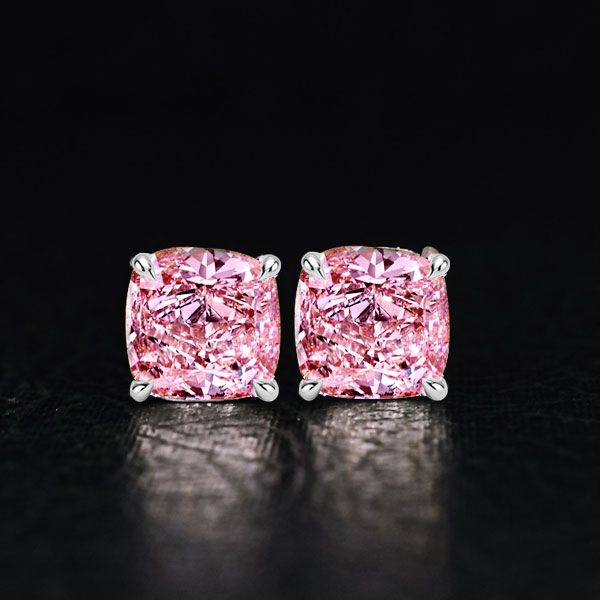 Italo Cushion Cut Pink Sapphire Stud Earrings For Women