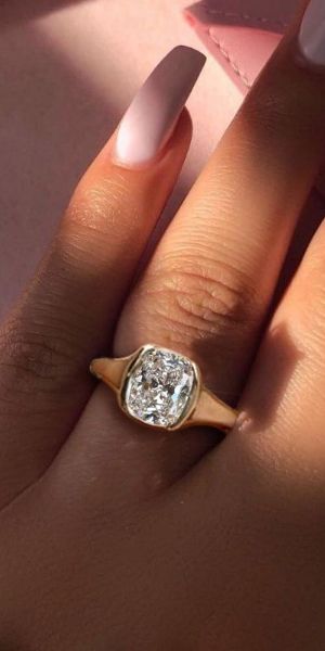 Italo Half-bezel White Sapphire Cushion Cut Engagement Rings
