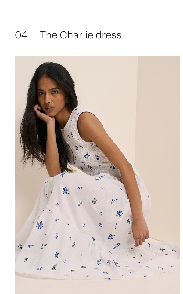 White Floral Embriodered Charlie Midi Dress