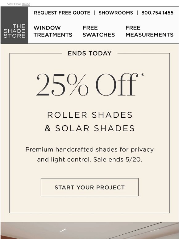 ENDS TONIGHT: 25% Off the Roller Shade Collection