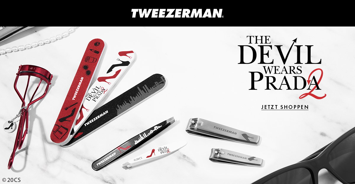 Entdecke die Tweezerman Kollektion inspiriert von 'Der Teufel trägt Prada 2', mit Nagelfeilen, Pinzetten und mehr im eleganten Design.