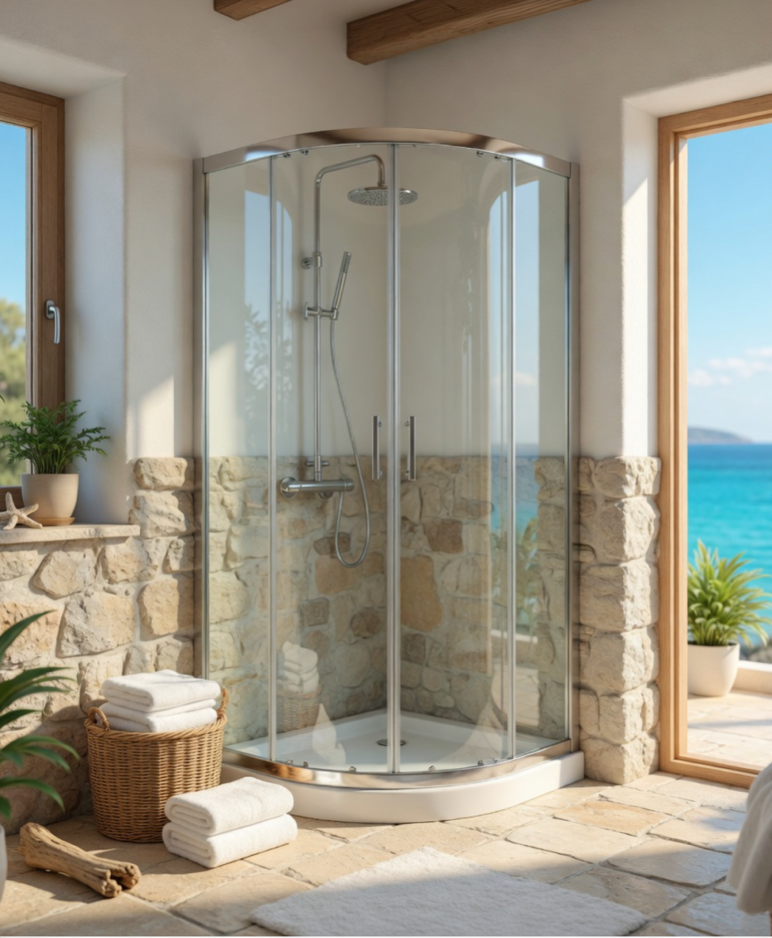  Box doccia stondato 80x80 cm cristallo 4mm trasparente semicircolare | Luna