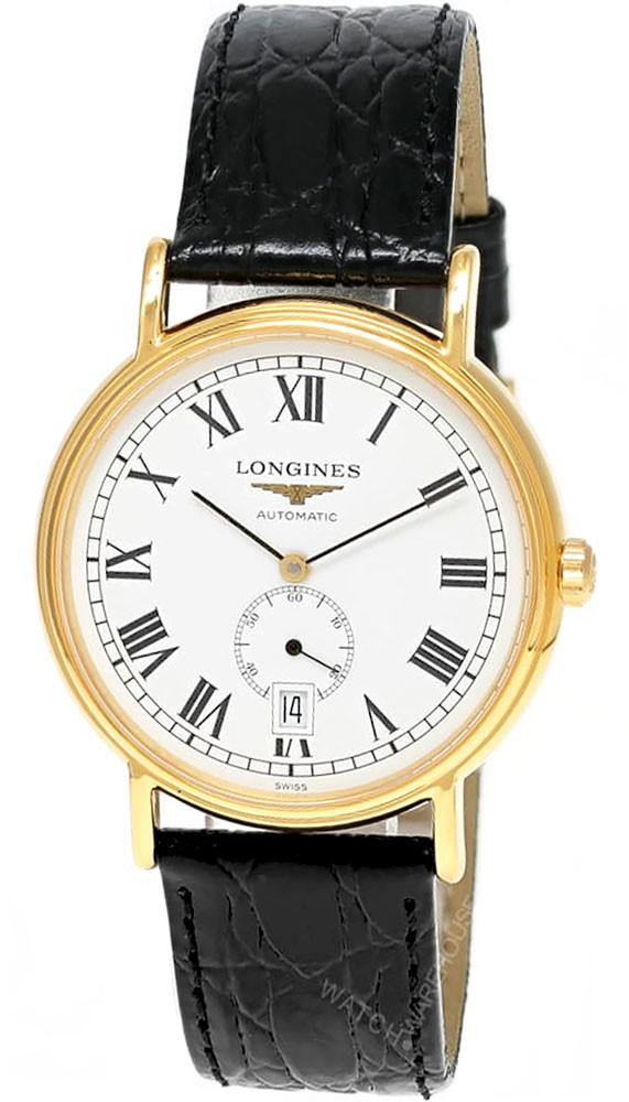 Presence Automatic Yellow Gold White Dial Leather Men’s Watch .